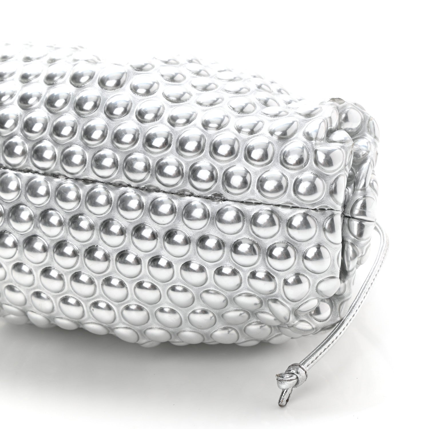 Bottega Veneta Metallic Fabric Studded The Mini Pouch Silver 7 of 7
