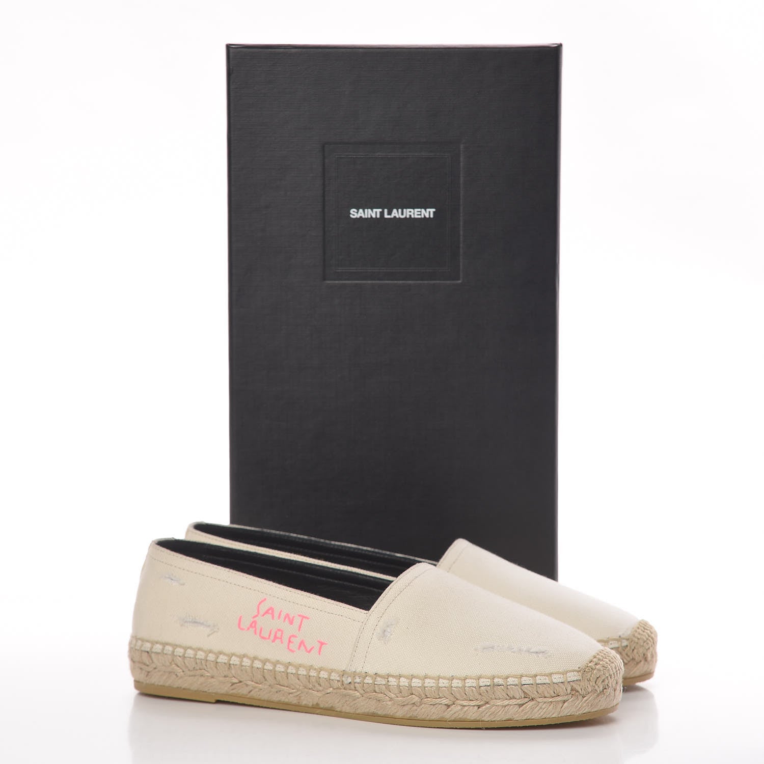 Saint Laurent Canvas Elba Logo Embroidered Espadrilles 35 Panna 10 of 10