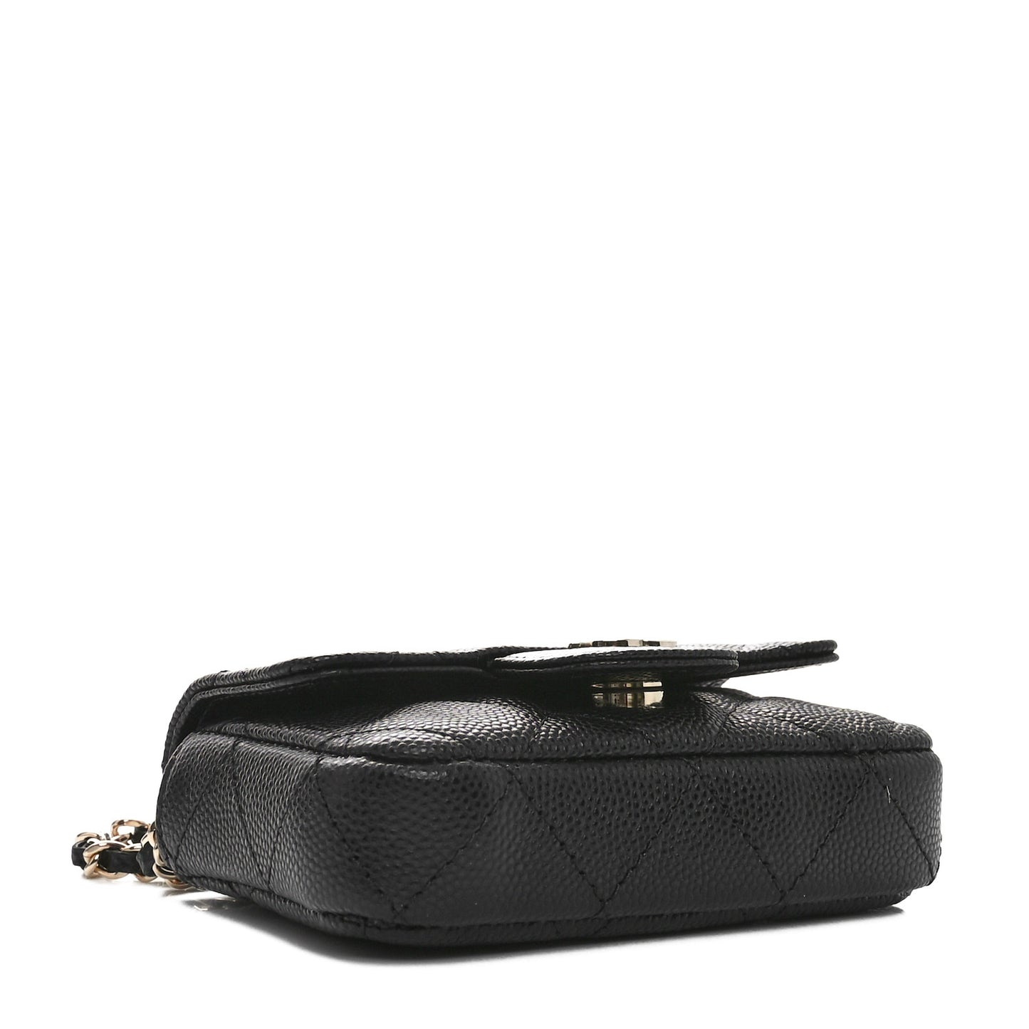 Caviar Quilted Mini Chain Belt Bag Black