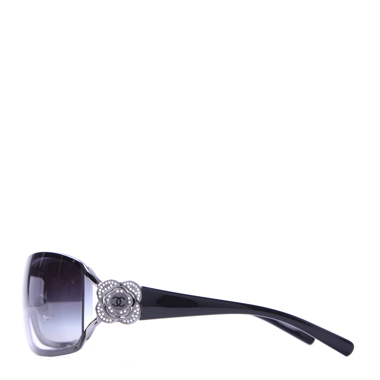 Chanel Swarovski Crystal Camellia CC Sunglasses 4164-B Black 3 of 7