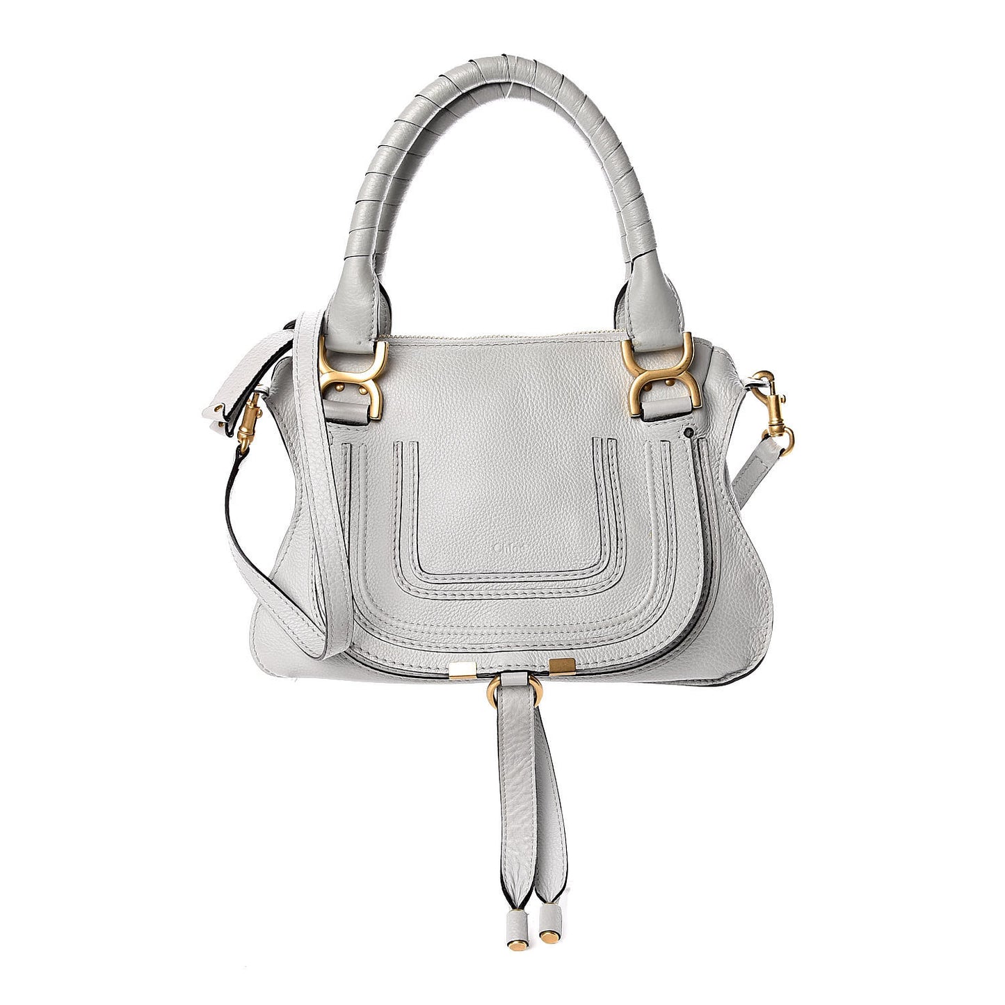 Calfskin Small Marcie Satchel Airy Grey
