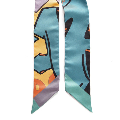 Hermes Silk Graff Graffiti Twilly Gris Blueete Mauve Jaune D'or 5 of 5