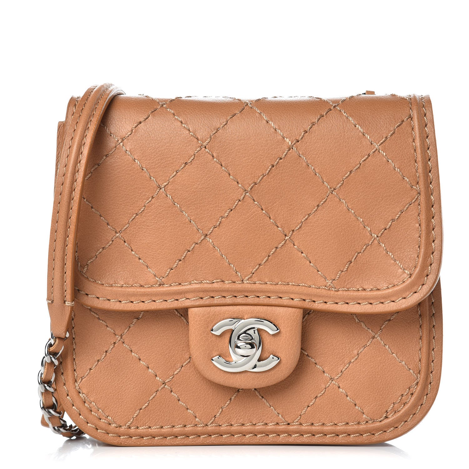 Chanel Calfskin Mini Crossbody Flap Camel 1 of 8