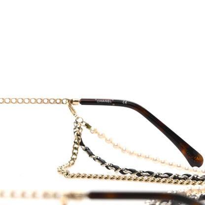 Chanel Metal Round Removable Pearl Chain Eyeglasses 2184 Gold 5 of 7