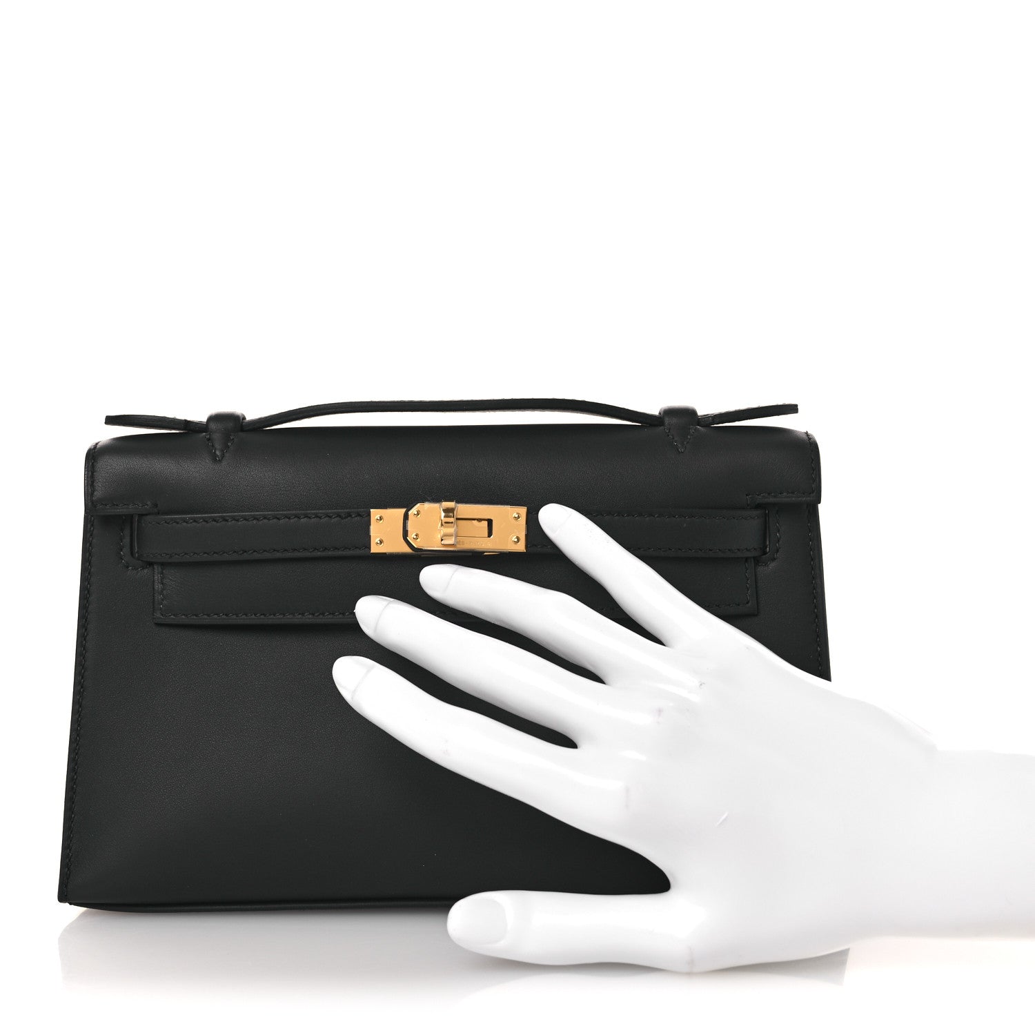 Hermes Swift Kelly Pochette Clutch Black 2 of 12