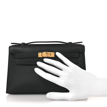 Hermes Swift Kelly Pochette Clutch Black 2 of 12
