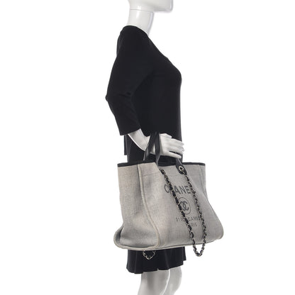 Chanel Canvas Deauville Large Tote Grey 2 of 13