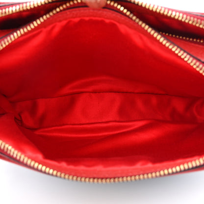 Miu Miu Goatskin Madras Double Zip Crossbody Bag Rosso Cielo 6 of 13