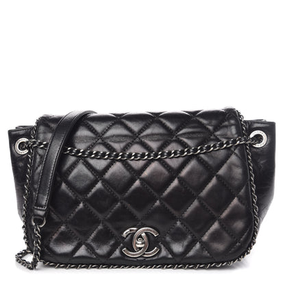 Chanel Calfskin Quilted Small CC Enchained Accordion Flap Black 1 of 14