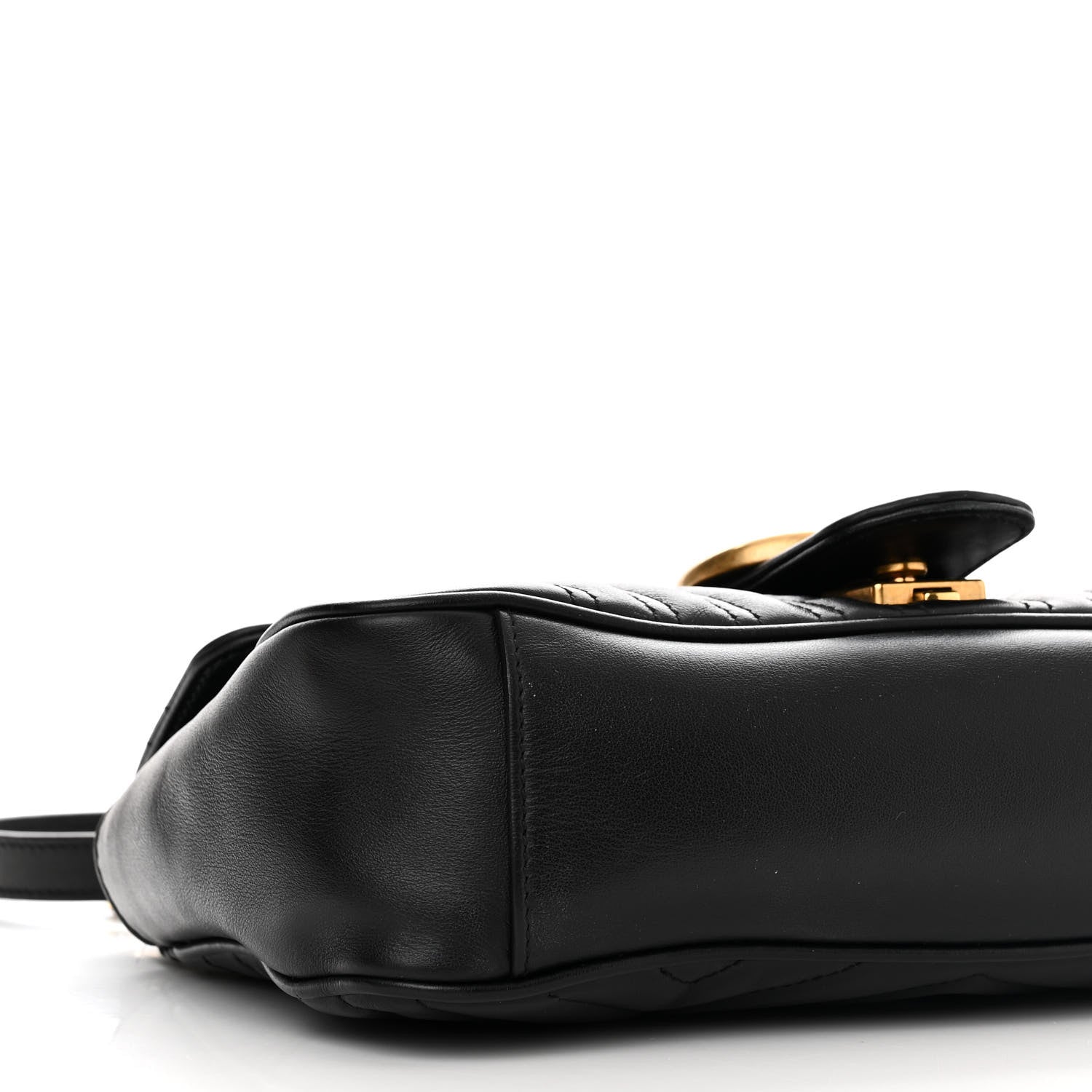 Gucci Calfskin Matelasse Small GG Marmont Shoulder Bag Black 9 of 12