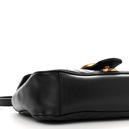Gucci Calfskin Matelasse Small GG Marmont Shoulder Bag Black 9 of 12