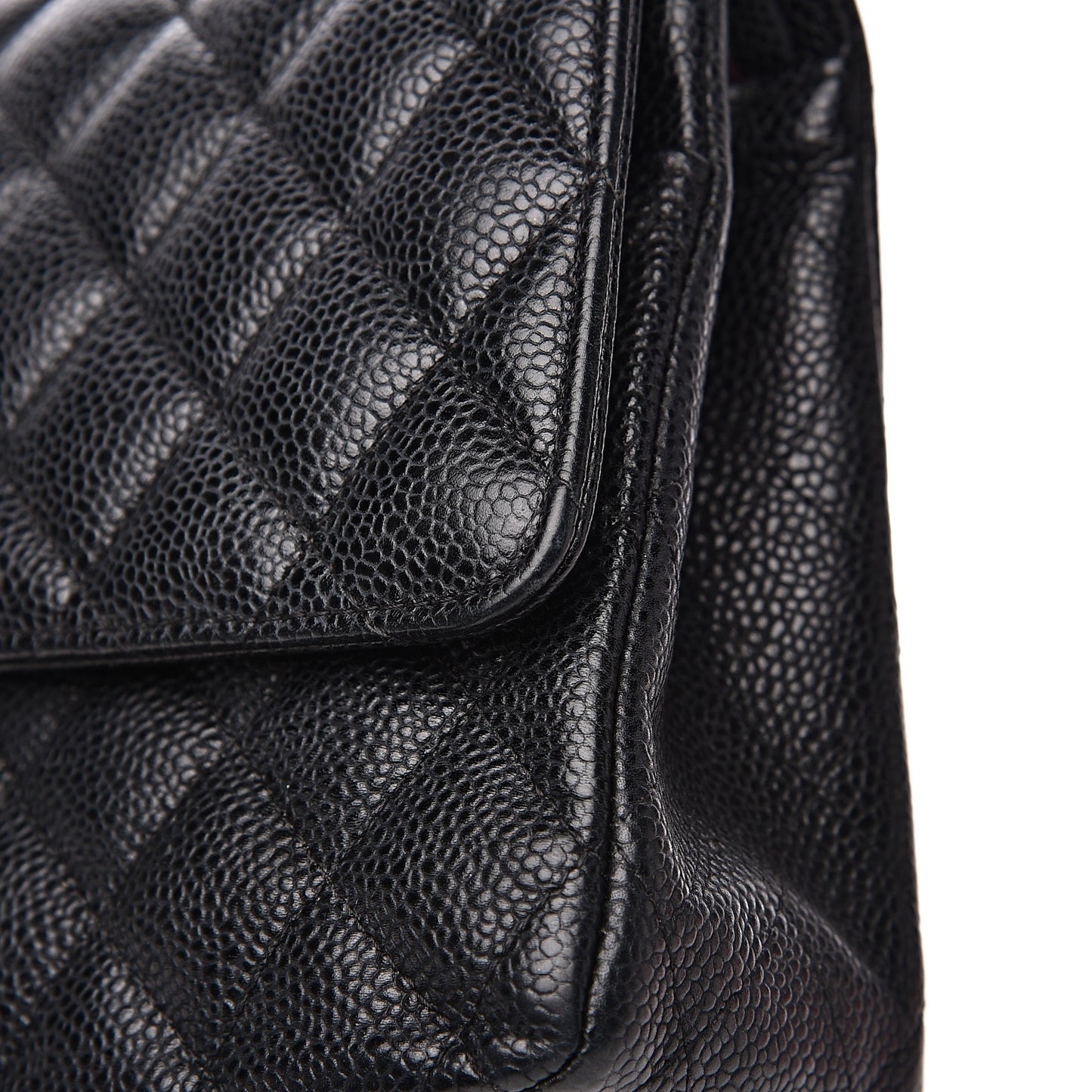 Caviar Quilted Medium Double Flap Black