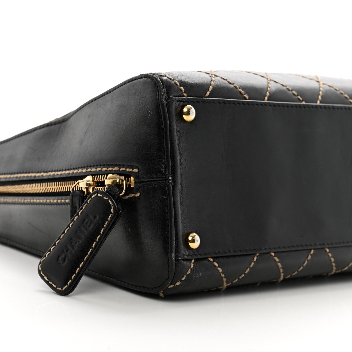 Chanel Calfskin Wild Stitch Vertical Top Handle Bag Black 8 of 9