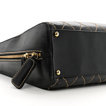 Chanel Calfskin Wild Stitch Vertical Top Handle Bag Black 8 of 9