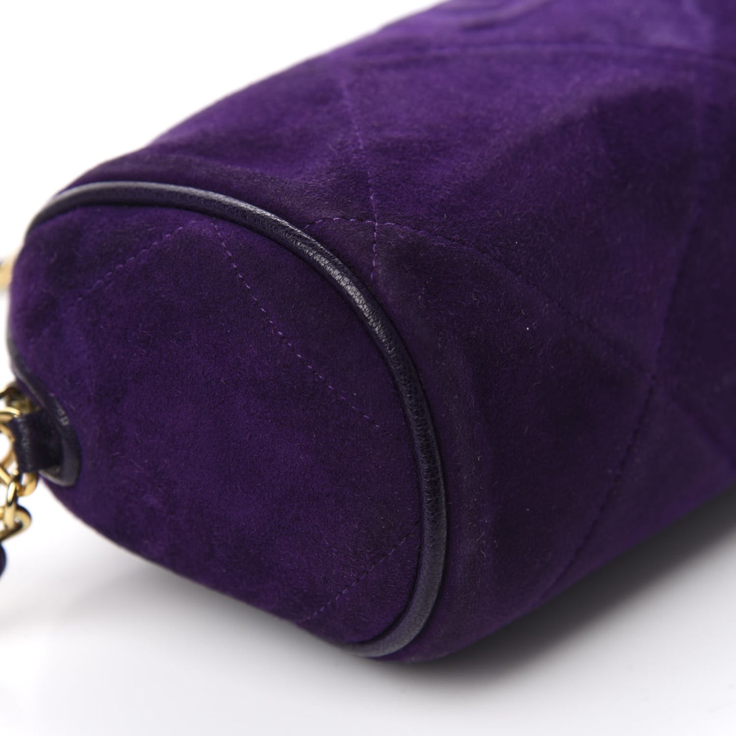 Suede Quilted Small Tassel Shoulder Bag Purple