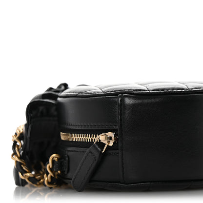 Chanel Lambskin Quilted Romance Round Clutch With Chain Black 9 of 13