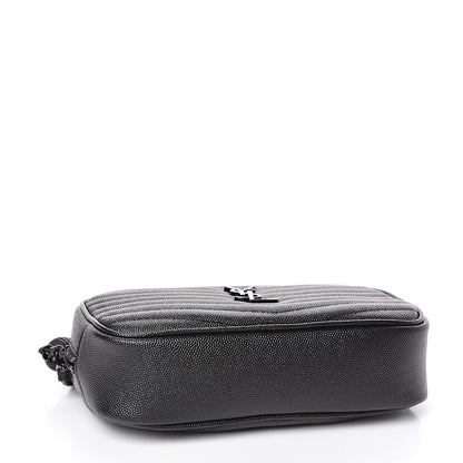 Saint Laurent Grain De Poudre Matelasse Monogram Mini Lou Camera Bag Black 4 of 11