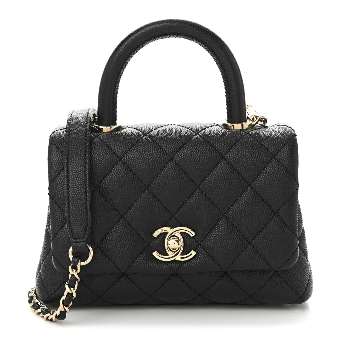 Caviar Quilted Extra Mini Coco Handle Flap Black