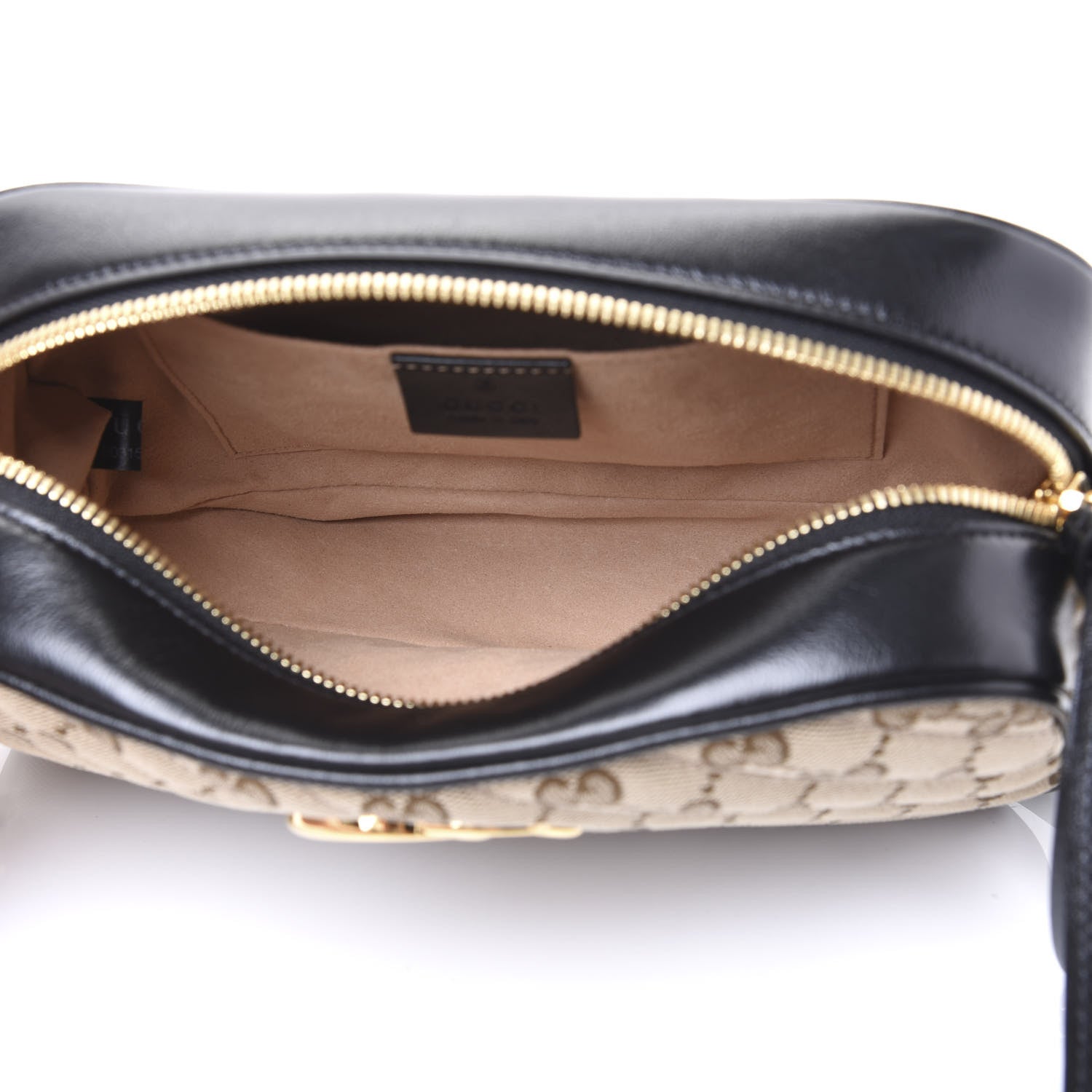 Gucci Monogram Matelasse Diagonal Small GG Marmont Chain Shoulder Bag Beige Black 4 of 10
