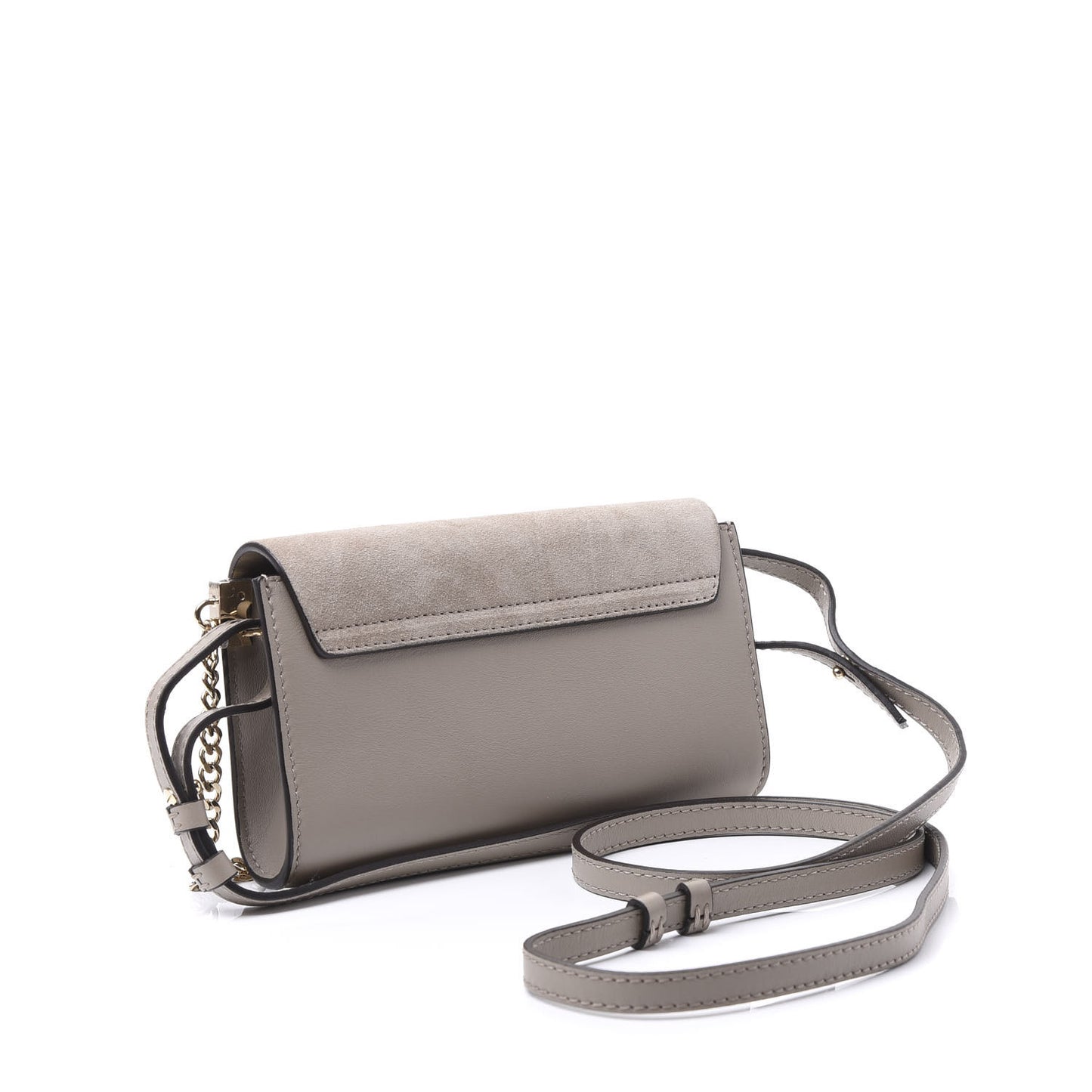 Suede Calfskin Mini Faye Shoulder Bag Motty Grey