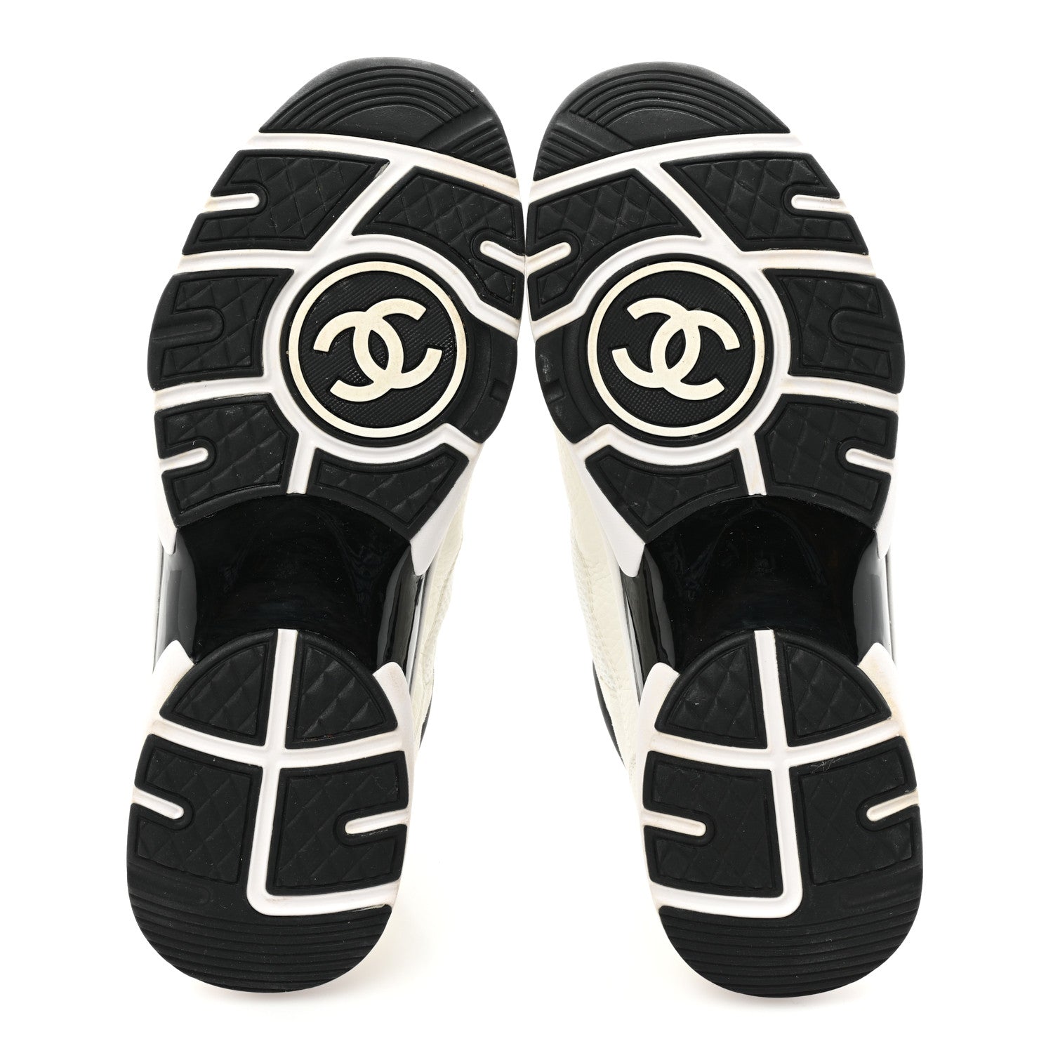 Chanel Mesh Suede Calfskin Grained Calfskin Womens CC Sneakers 41 White Black 5 of 8