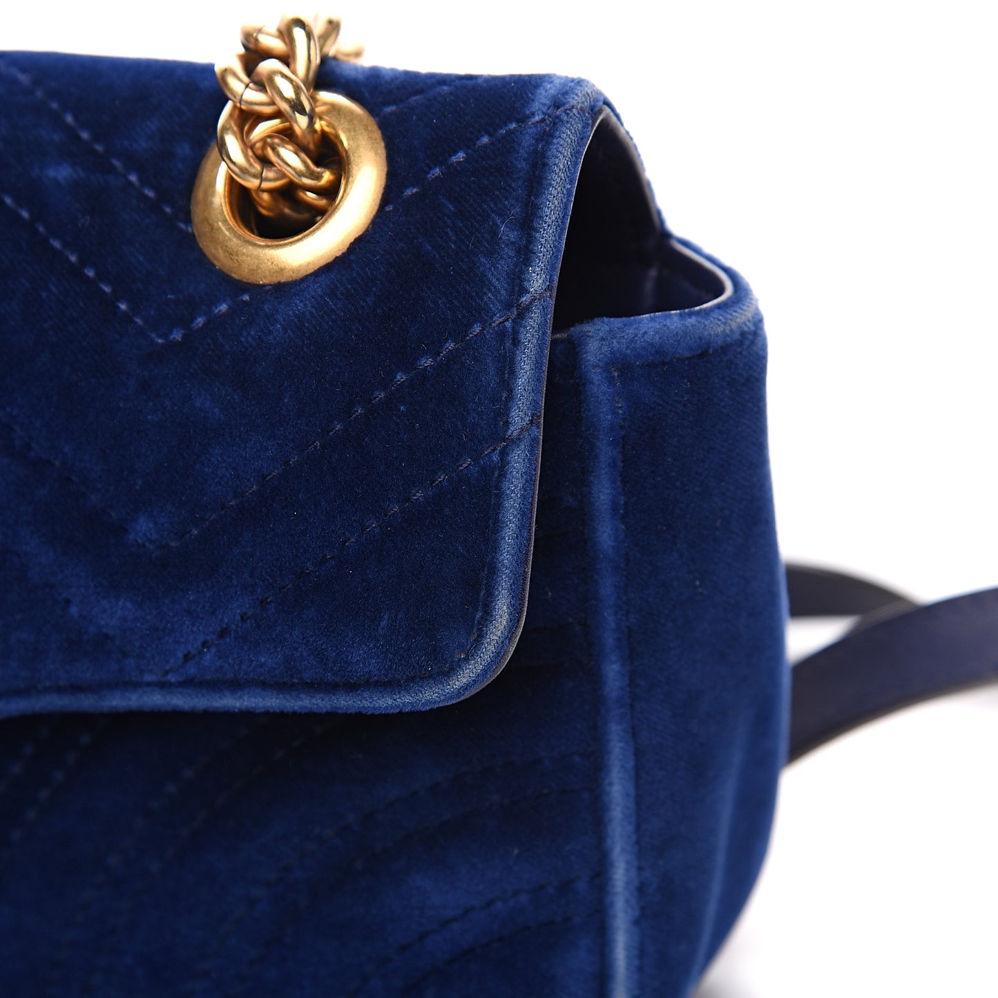 Velvet Matelasse Mini GG Marmont Shoulder Bag Cobalt Blue