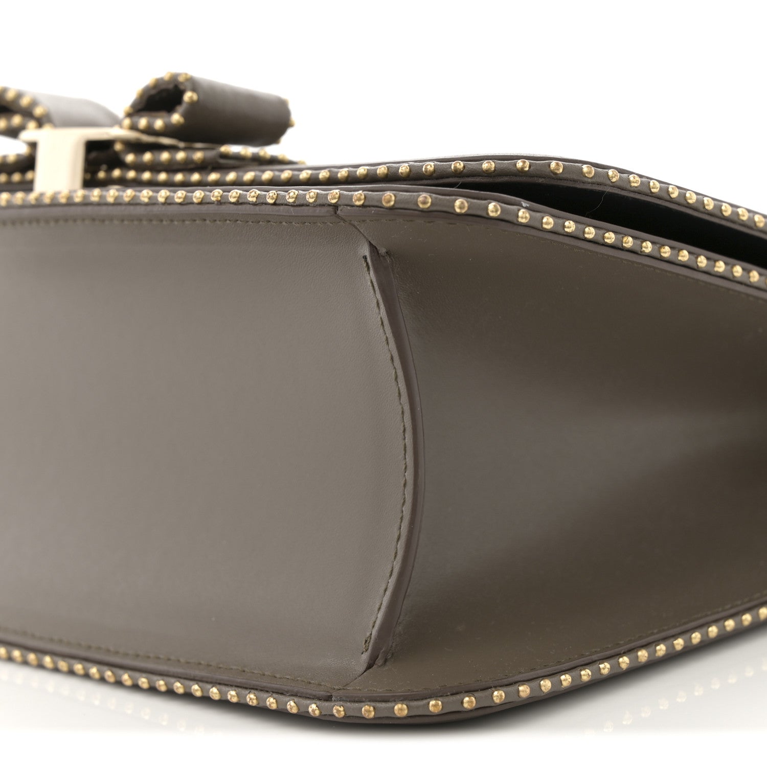 Salvatore Ferragamo Calfskin Studded Vara Bow Bag Taupe 10 of 10