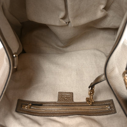 Gucci Metallic Pebbled Calfskin Medium Soho Shoulder Bag Golden Beige 5 of 10