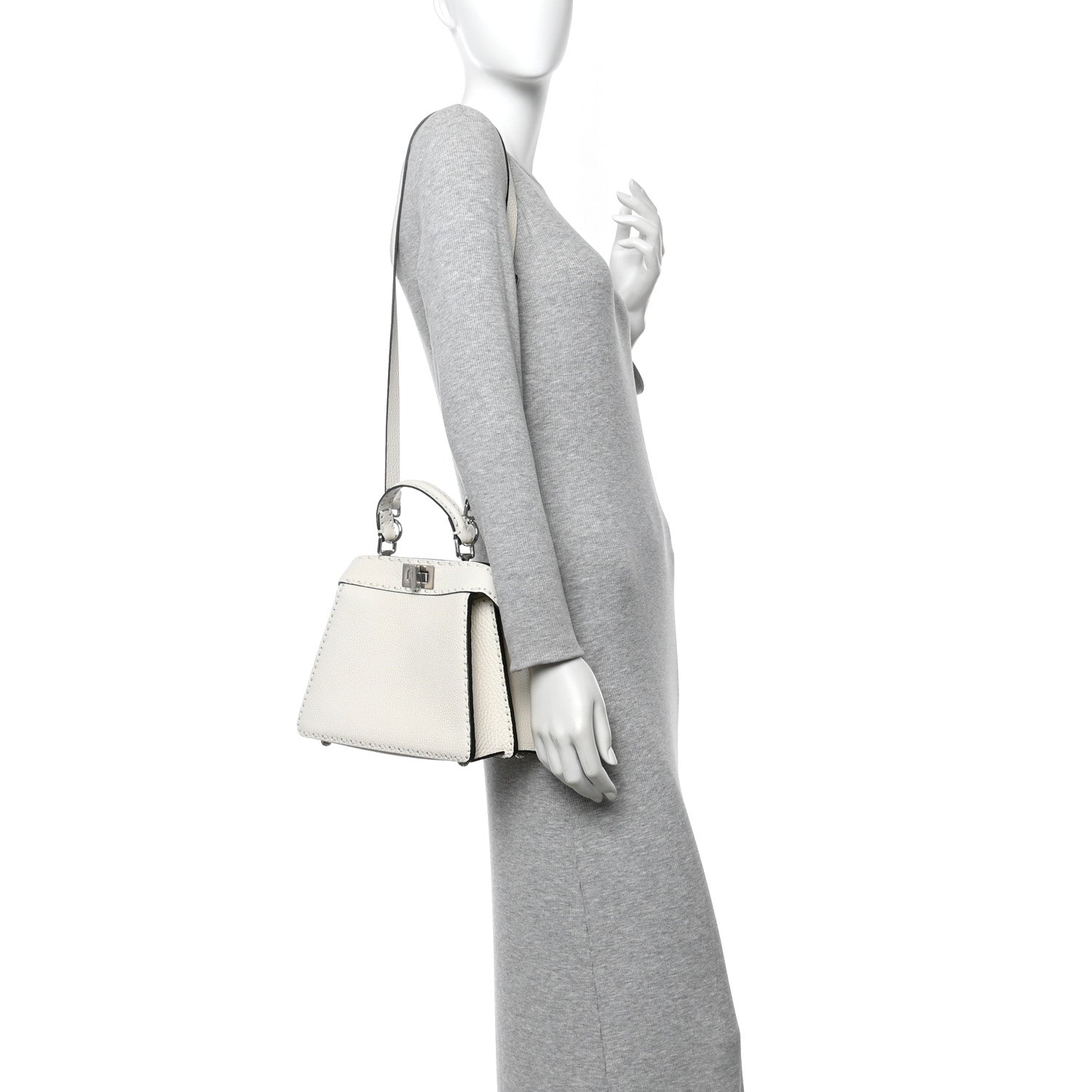 Fendi Cuoio Romano Selleria Chamois Small Peekaboo I SEE U Satchel White 2 of 12