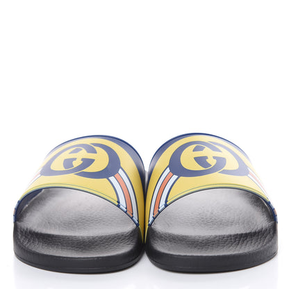 Gucci Rubber GG Rainbow Mens Pursuit Pool Slide Sandals 6 Electric Blue Multicolor 2 of 6