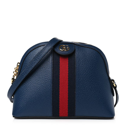 Gucci Textured Dollar Calfskin Web Small Ophidia Dome Shoulder Bag Blue Agata 1 of 10