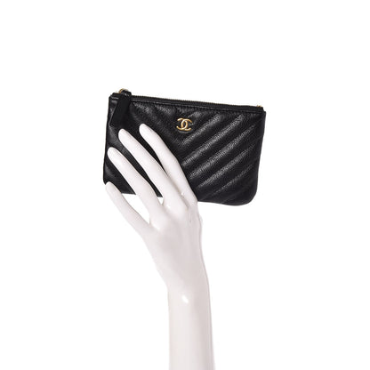 Chanel Calfskin Chevron Quilted Small Cosmetic Case Black 2 of 8
