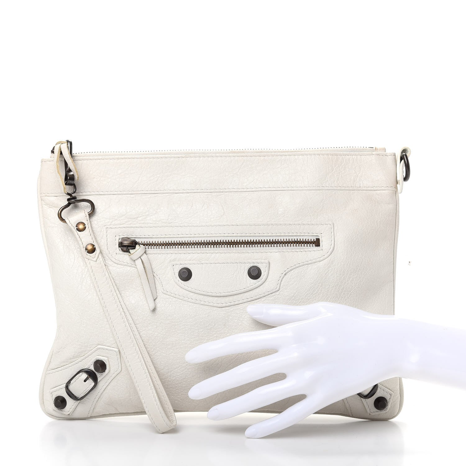Balenciaga Agneau Classic Hardware Flat Handle Clutch White 2 of 7