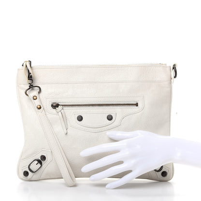Balenciaga Agneau Classic Hardware Flat Handle Clutch White 2 of 7