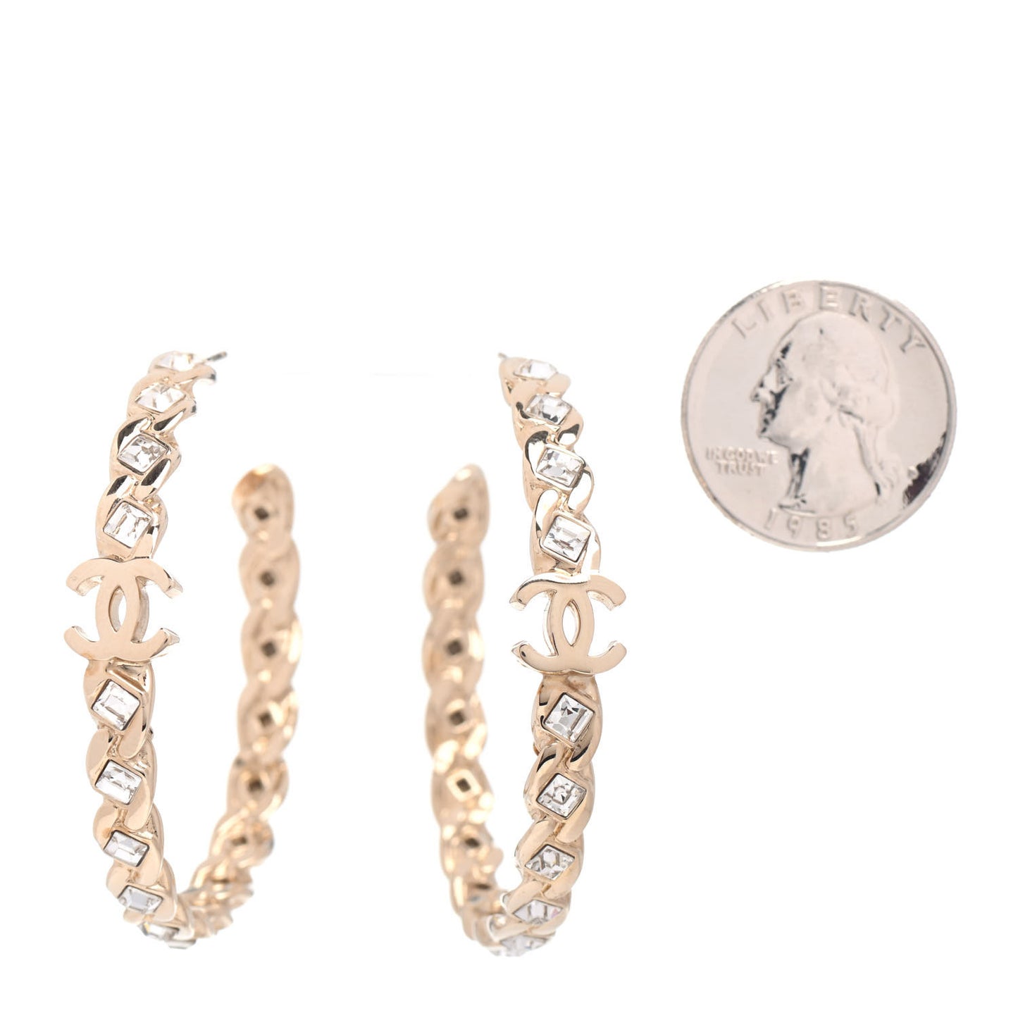 Crystal CC Hoop Earrings Gold
