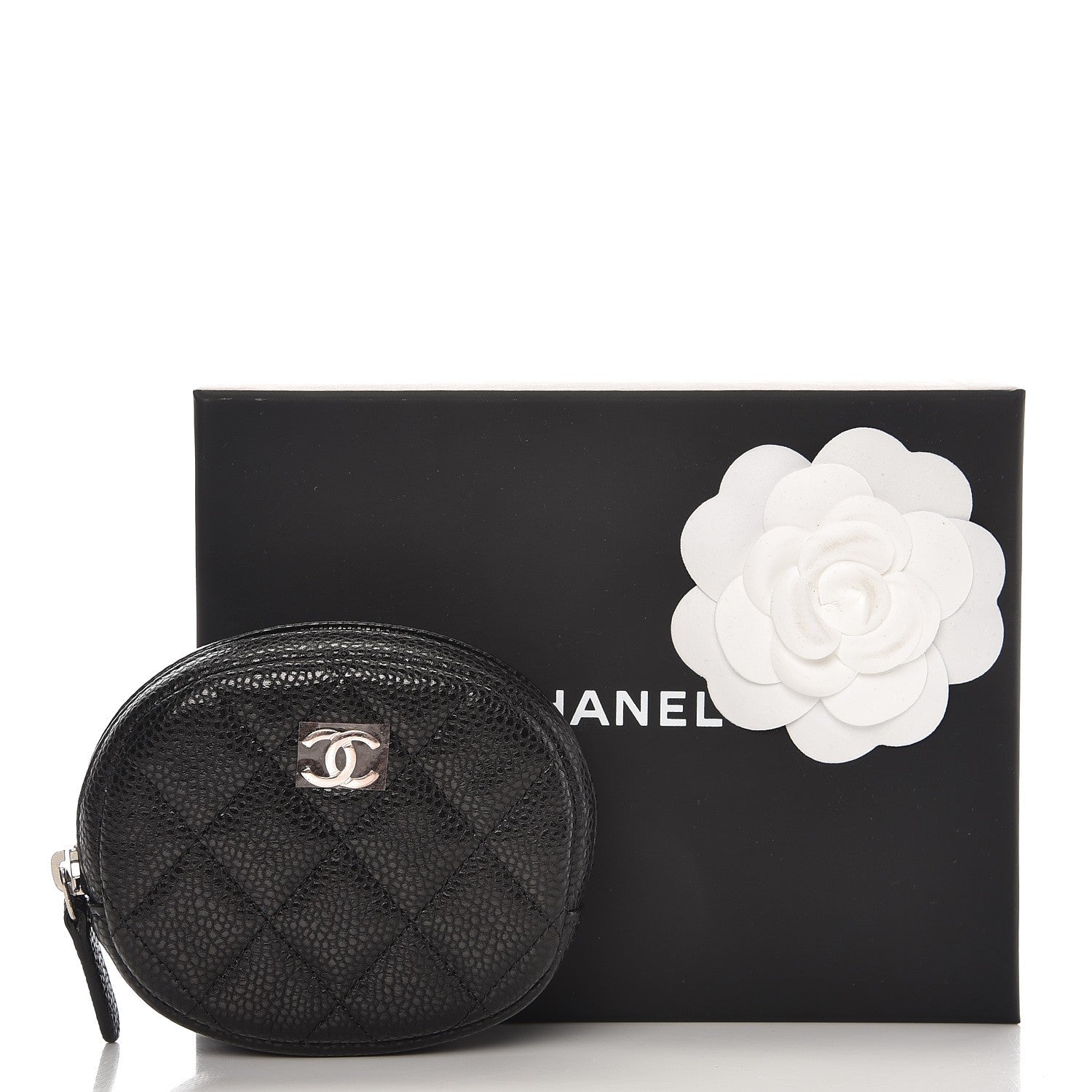 Chanel Metallic Caviar Quilted Zip Around Classic Coin Purse Black 8 of 8