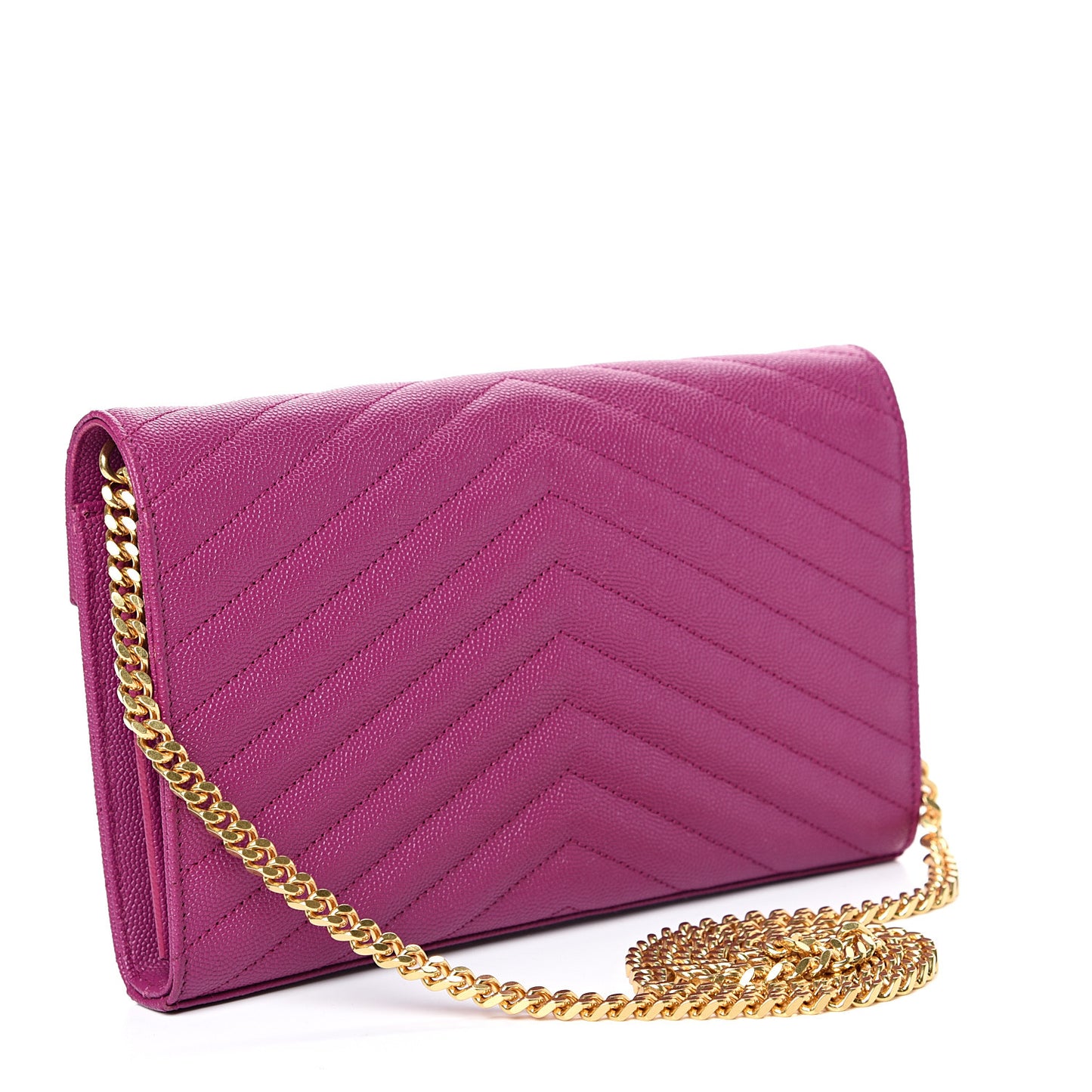 Grain De Poudre Matelasse Chevron Monogram Chain Wallet Dark Grape