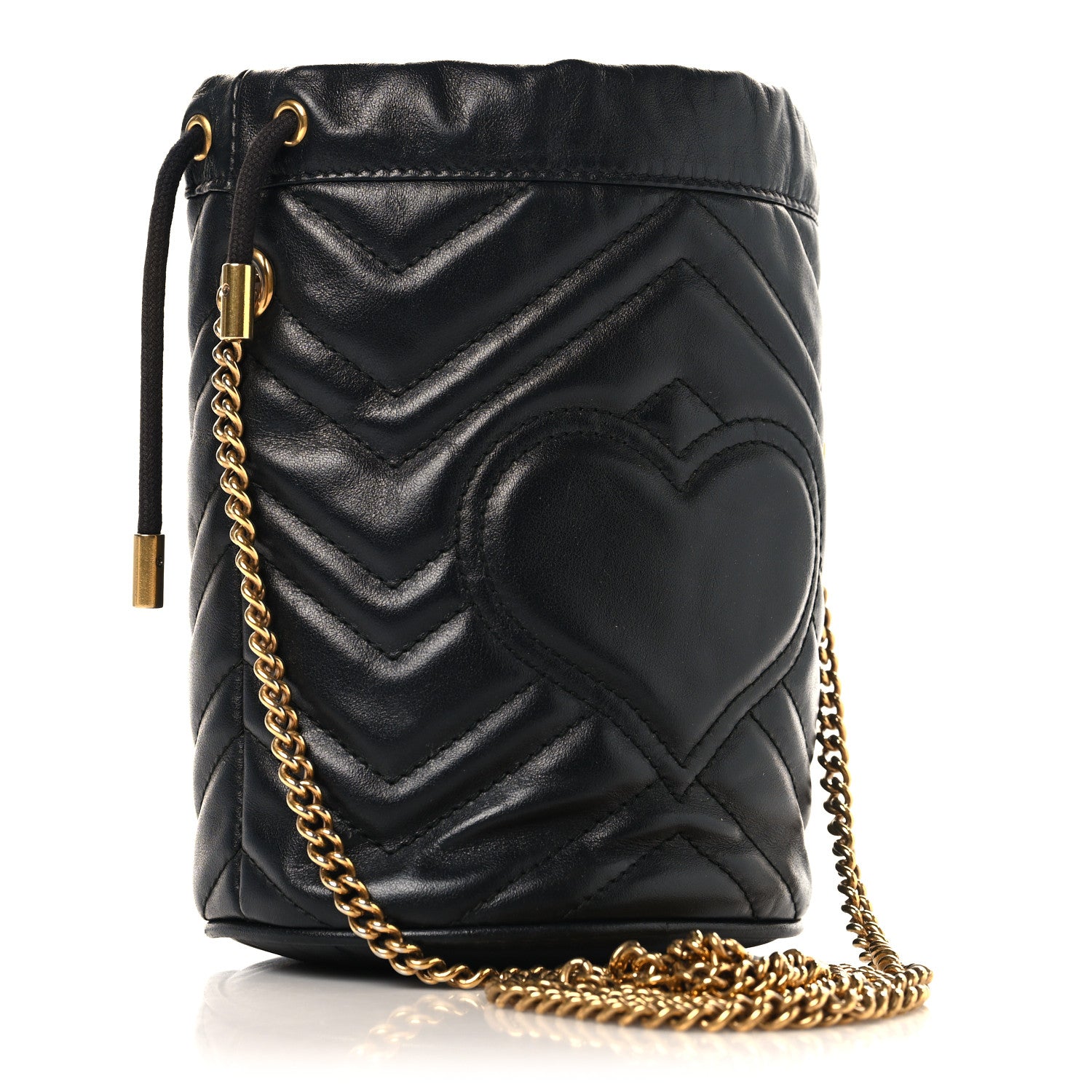 Gucci Calfskin Matelasse Mini GG Marmont 2.0 Bucket Bag Black 3 of 10