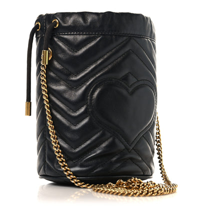 Gucci Calfskin Matelasse Mini GG Marmont 2.0 Bucket Bag Black 3 of 10