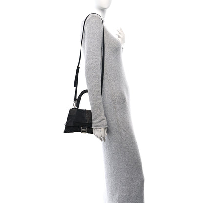 Balenciaga Denim Patchwork Small Hourglass Top Handle Bag Washed Black 2 of 12