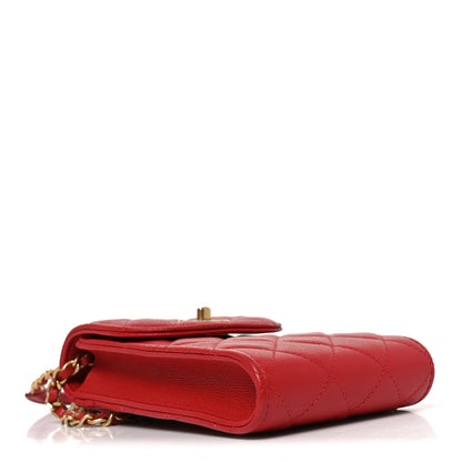Chanel Caviar Quilted Chain Handle Round Phone Holder Red 4 of 11