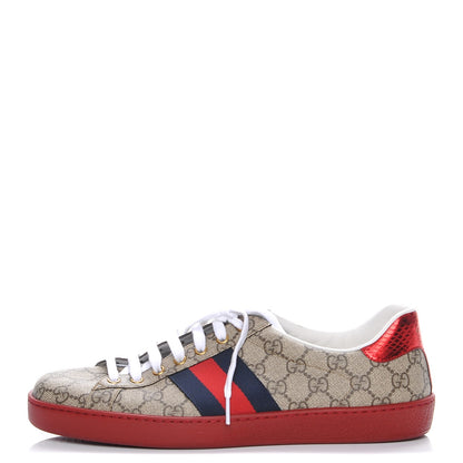 Gucci GG Supreme Monogram Ayers Web Mens Ace Sneakers 9.5 Blue Red 1 of 8