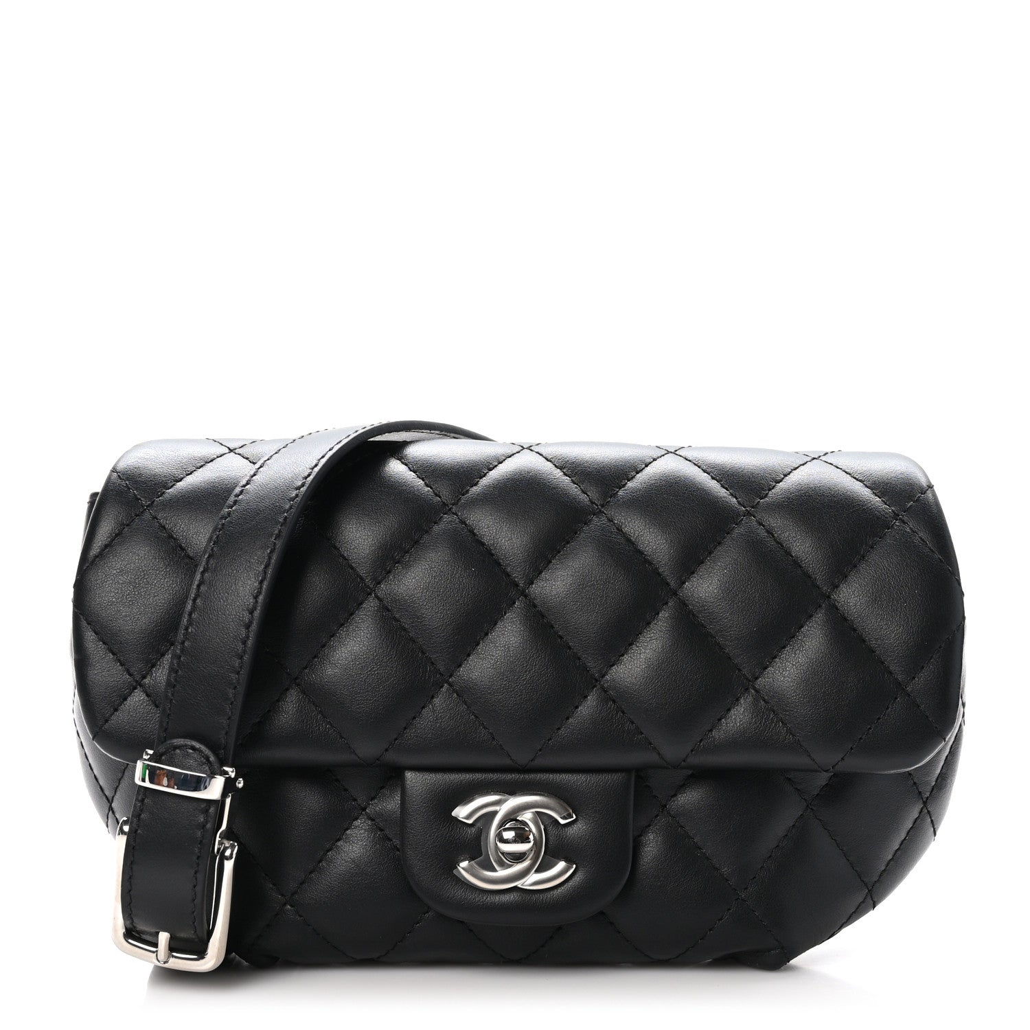 Chanel Calfskin Quilted CC Uniform Flap Belt Bag Black 1 of 12