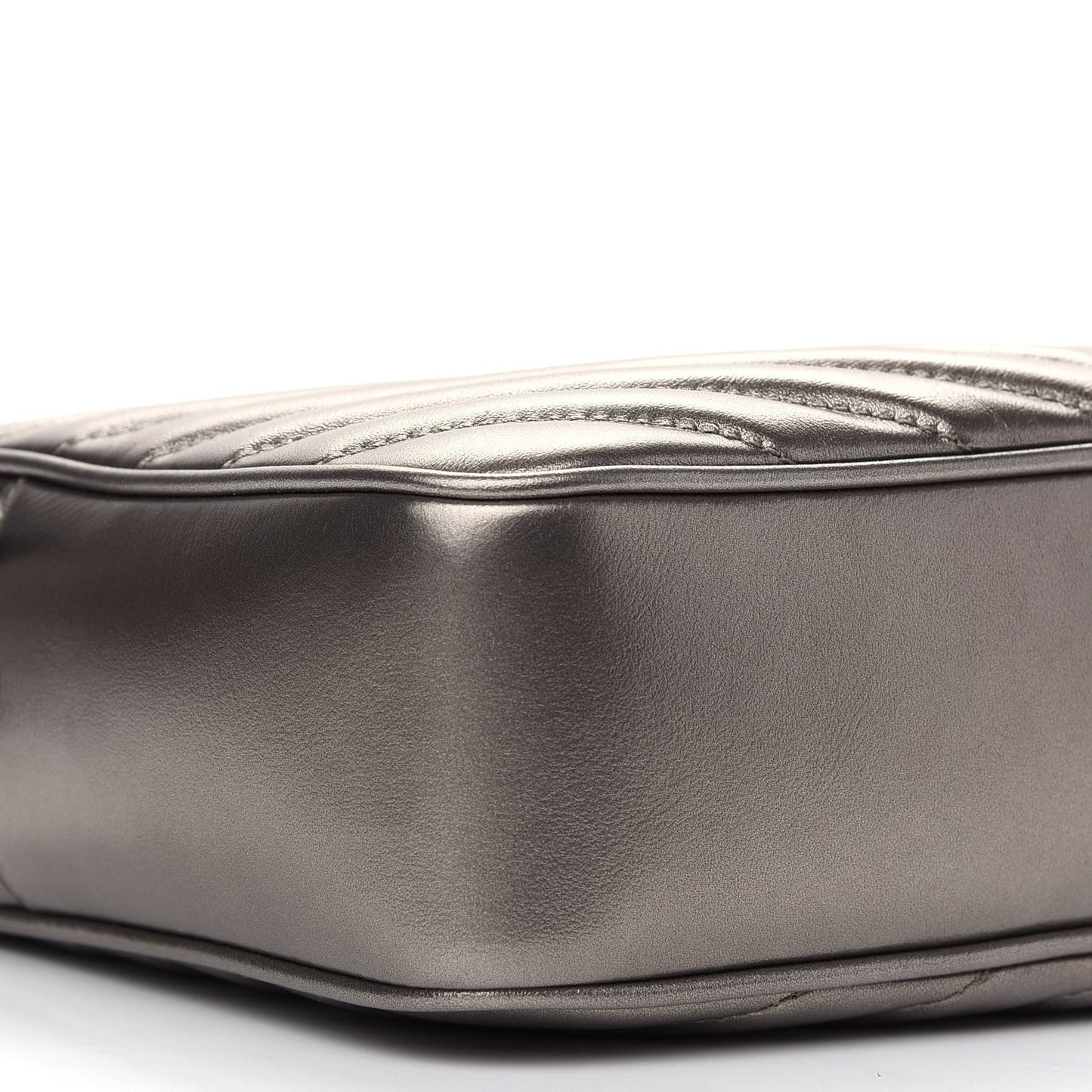 Metallic Calfskin Matelasse Monogram Lou Camera Bag Silver