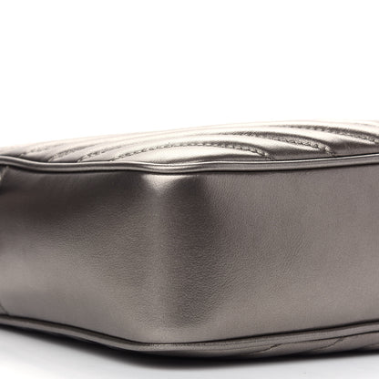 Saint Laurent Metallic Calfskin Matelasse Monogram Lou Camera Bag Silver 5 of 9