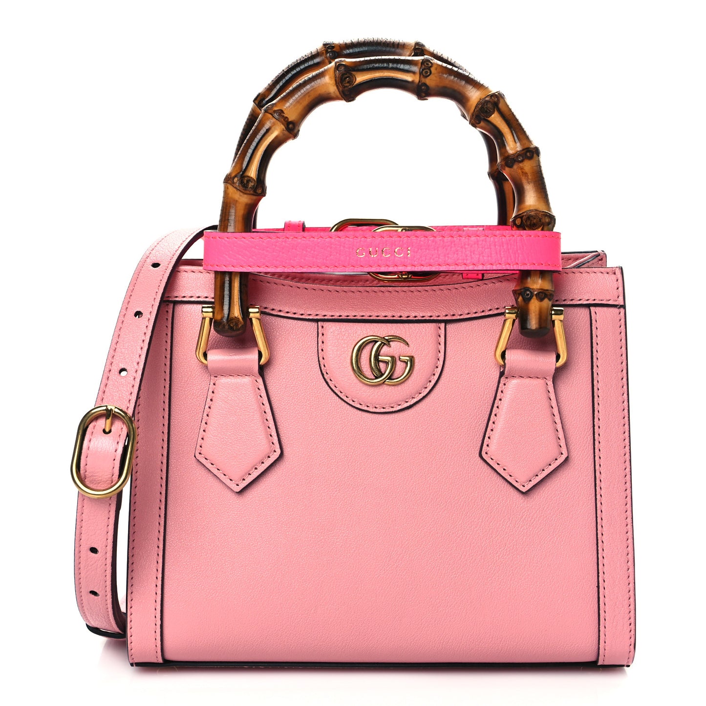 Wonka Grain Calfskin Mini Diana Tote Bag Wild Rose Fuxia Fluo