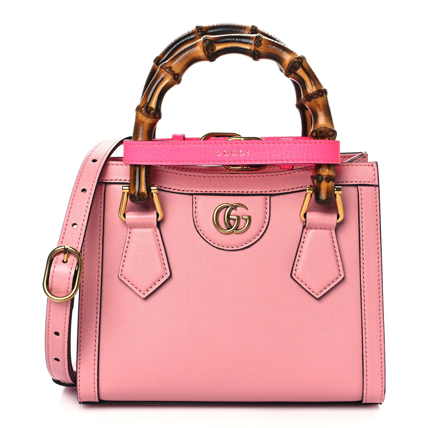 Gucci Wonka Grain Calfskin Mini Diana Tote Bag Wild Rose Fuxia Fluo 1 of 11