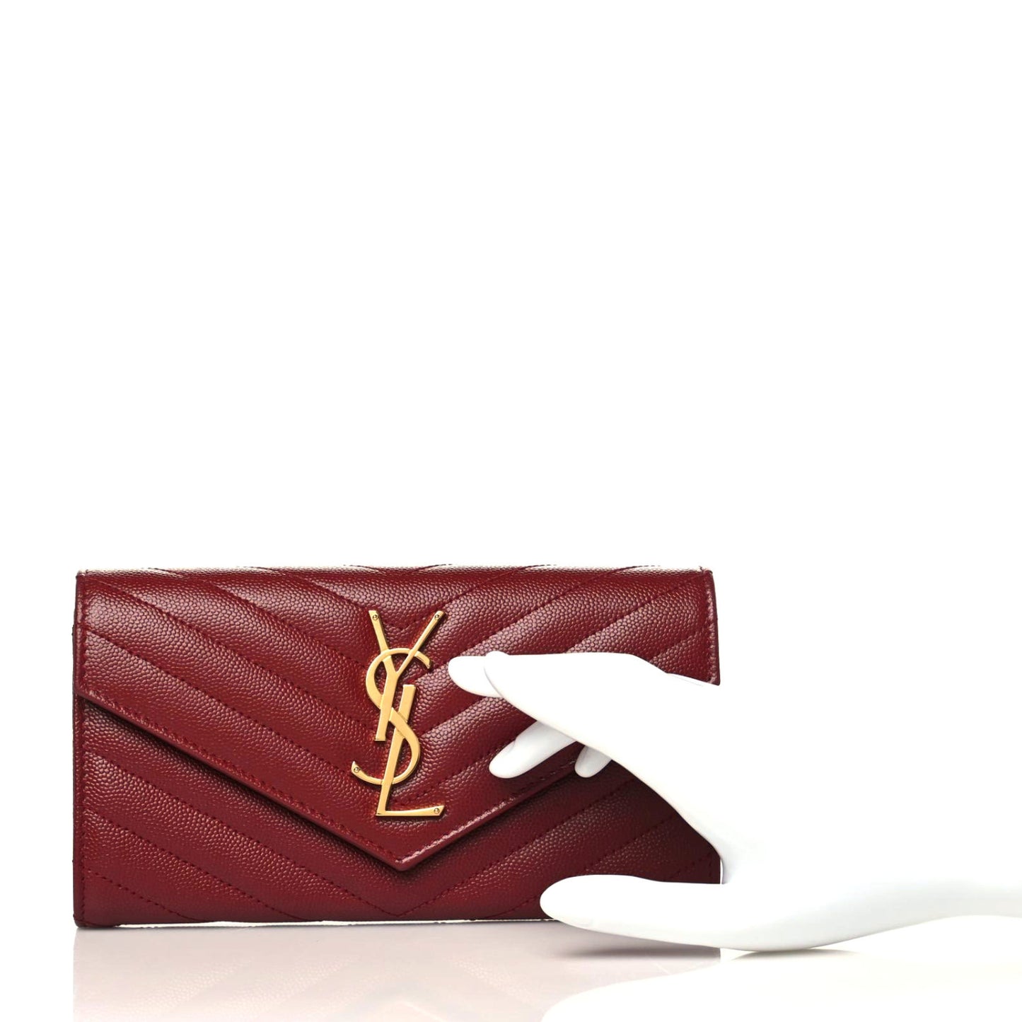 Grain De Poudre Matelasse Chevron Monogram Flap Wallet Red