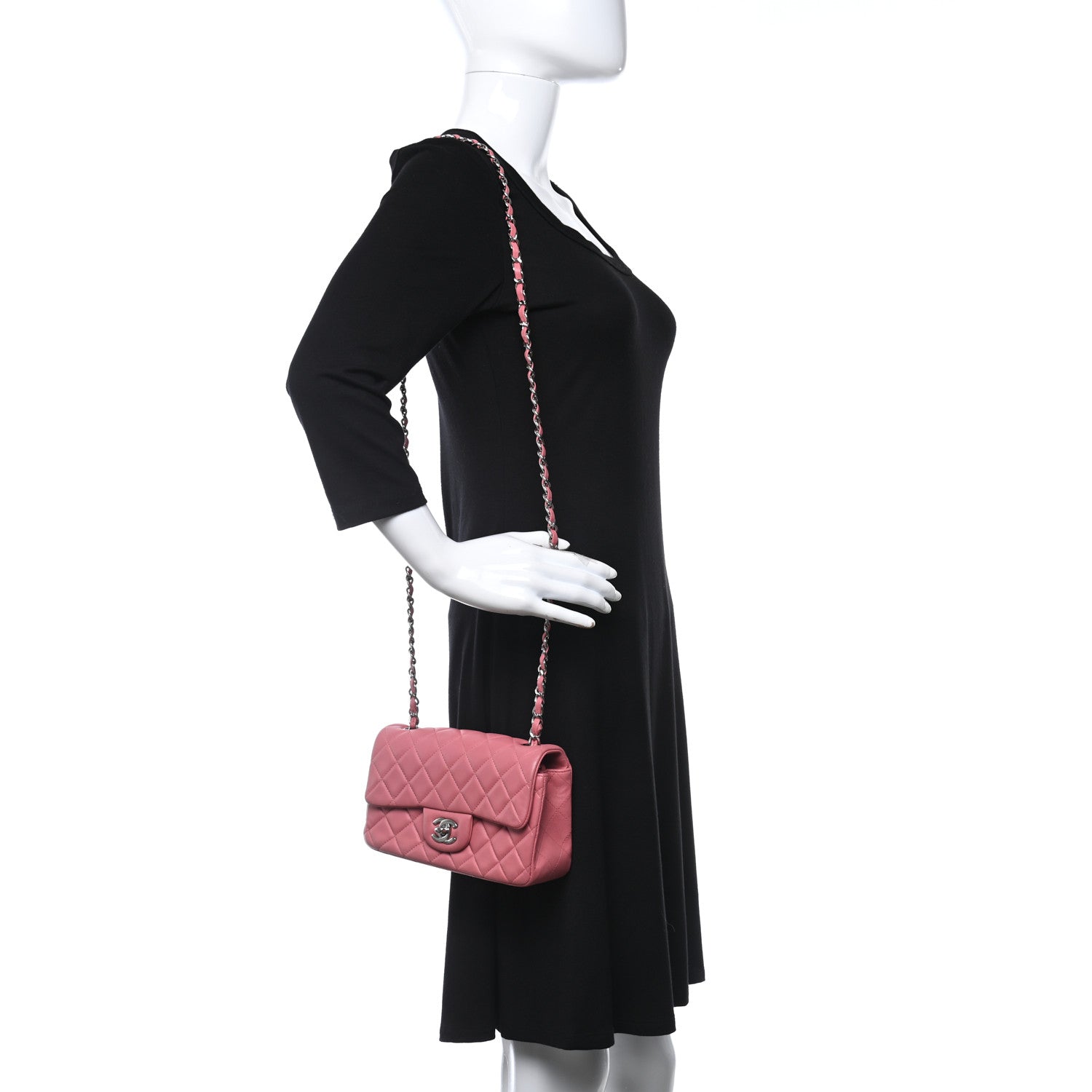Chanel Lambskin Quilted Mini Rectangular Flap Pink 2 of 10