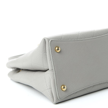 Chanel Grained Calfskin Stitched Small Drawstring Bag Grey 6 of 10